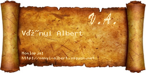 Ványi Albert névjegykártya