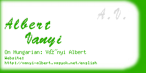 albert vanyi business card